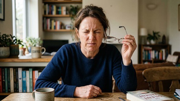 Woman with eye strain